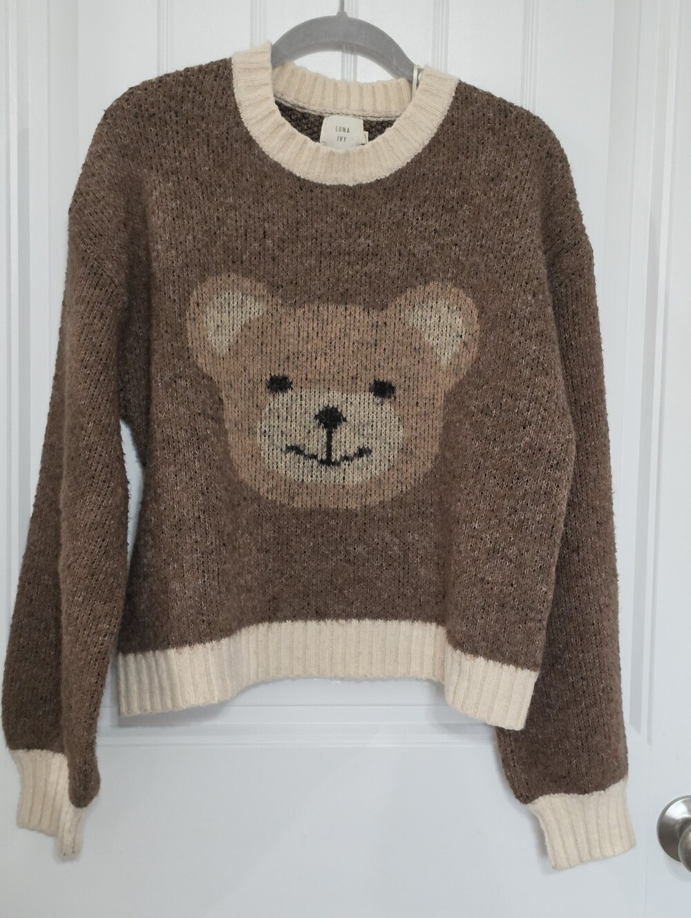 Anthropology Luna Ivy Teddy Bear Sweater Sz Large